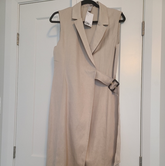 NWT Linen Blend Blazer Dress H&M Size Small - Picture 3 of 5